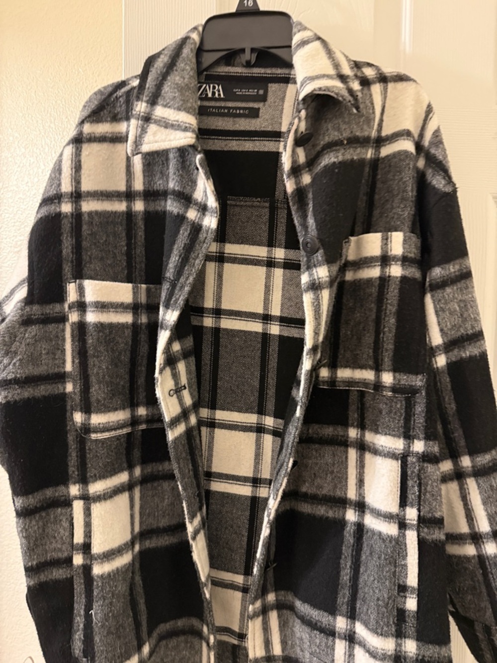 Zara Black, White & Gray Plaid Overshirt